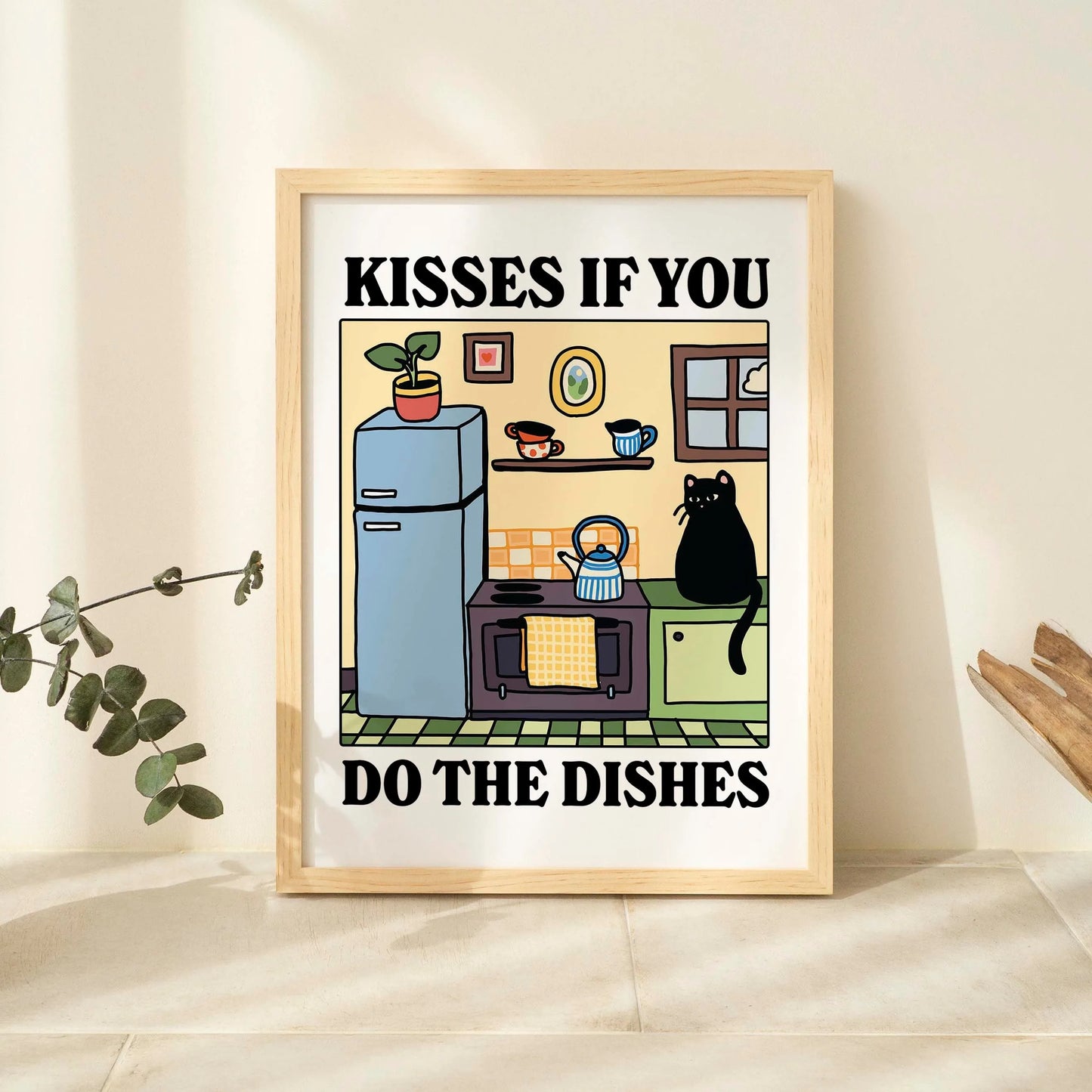 Spaghetti &amp; Espresso Cat Canvas Poster &mdash; Retro Kitchen Wall Art for Caf&eacute; &amp; Home — view 6 of wall art & prints