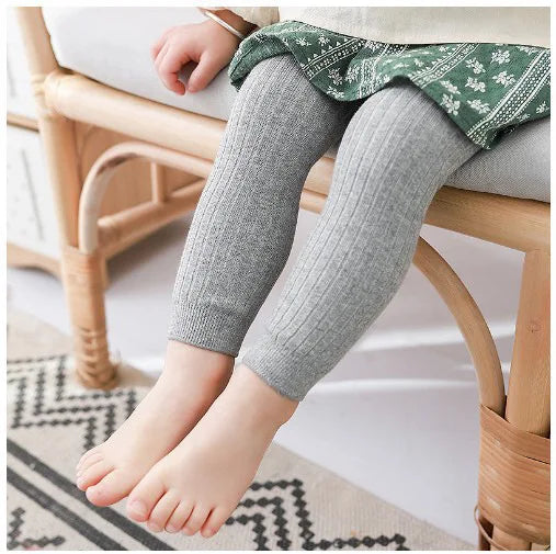 Girls Ribbed Footless Tights - 1-6Y Toddler Stretch Leggings — view 3 of baby bottoms