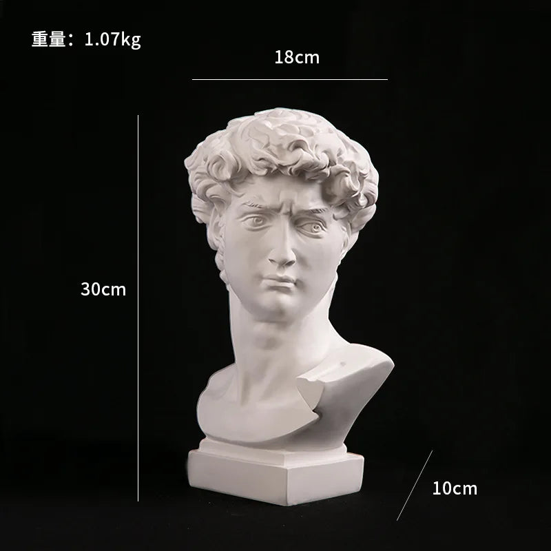 Home Decor David Head Resin Bust Statue — Modern Abstract Art Sculpture for Shelves & Mantels — view 8 of home decor