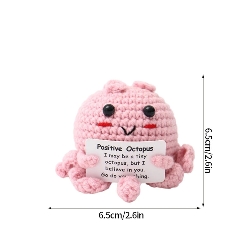 Home Decor Hand-Woven Crochet Ornament — Funny Vegetable Animal Doll with Hugging Card, Positive Energy Desk Accent & Gift