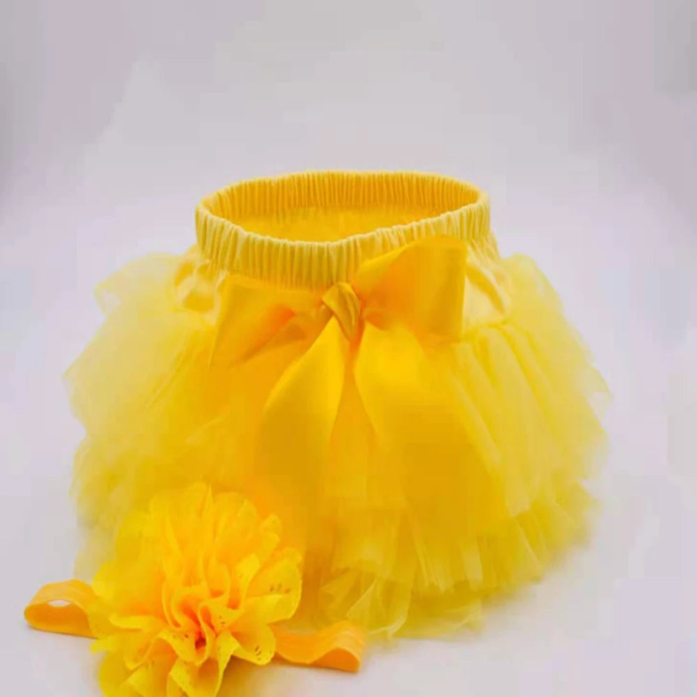 Baby Cotton Chiffon Ruffle Bloomers - Newborn Diaper Cover with Bow — view 10 of baby bottoms