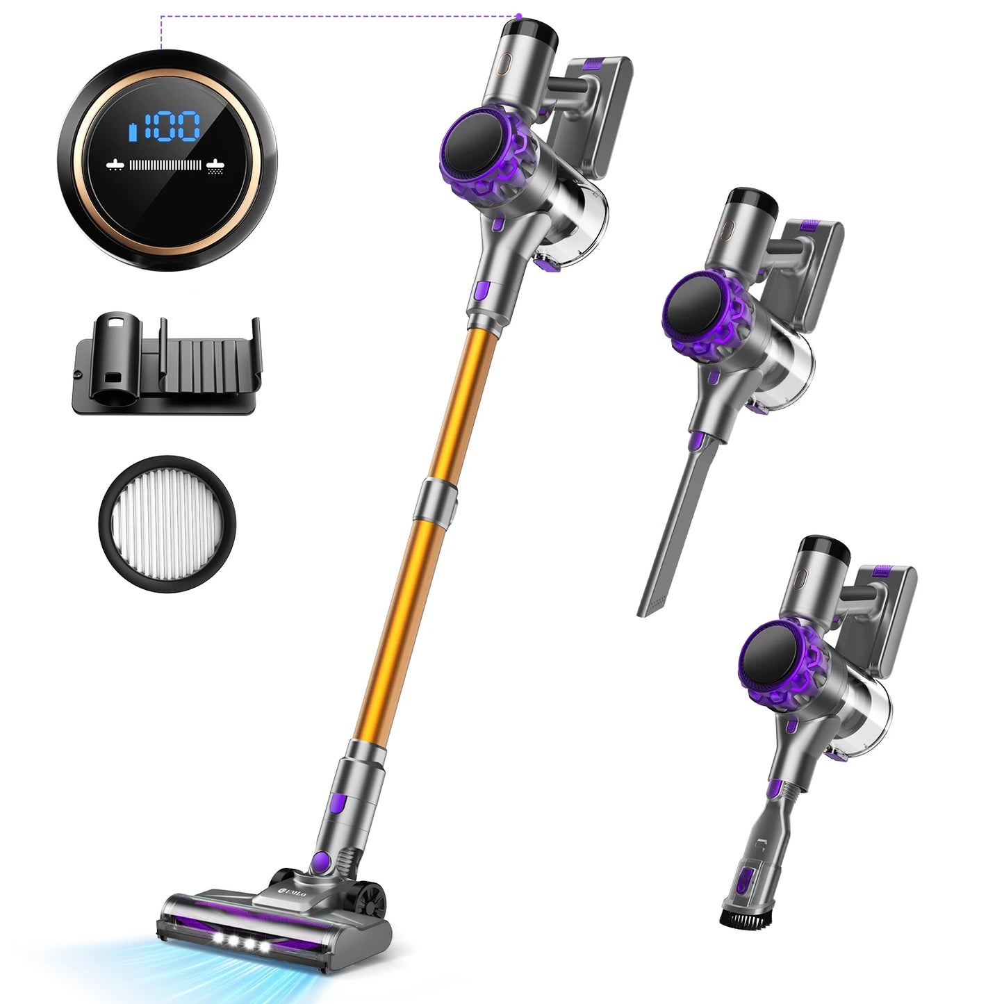 Cordless Vacuum Cleaner 40KPa – 55-Min Runtime Pet Hair Vacuum with Touchscreen — view 8 of electronics & gadgets
