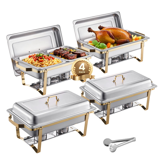 8 Qt Chafing Dish Buffet Set 4-Pack Stainless Steel Catering Food Warmer with Lid for Parties Events — view 1 of dining & tableware