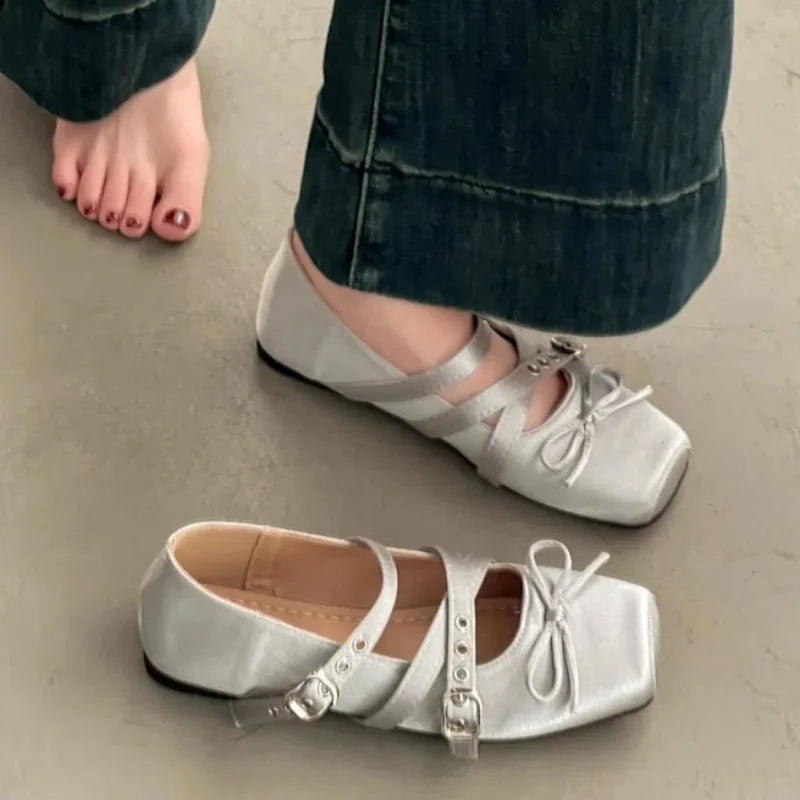 Flats & Ballet — Square-Head Mary Jane Ballet Flats, Summer Slip-On Casual Shoes — view 3 of flats & ballet