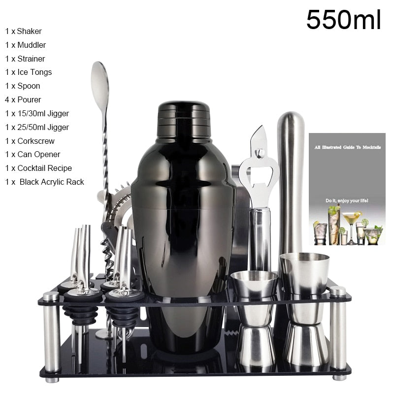 1-14 Pcs Stainless Steel Cocktail Shaker Set – 600ml/750ml Mixer for Drinks