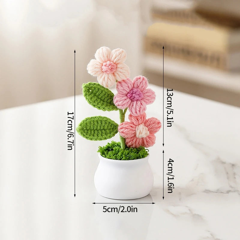 Home Decor Handmade Crochet Potted Plant — Cute Mini Faux Flower for Car, Desk & Office — view 10 of home decor