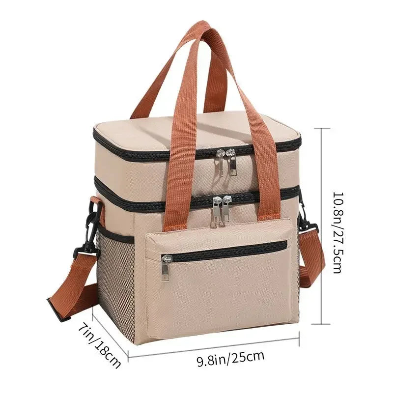 Double-Layer Thermal Lunch Bag - Insulated Crossbody Tote for Meals & Drinks — view 9 of lunch bags