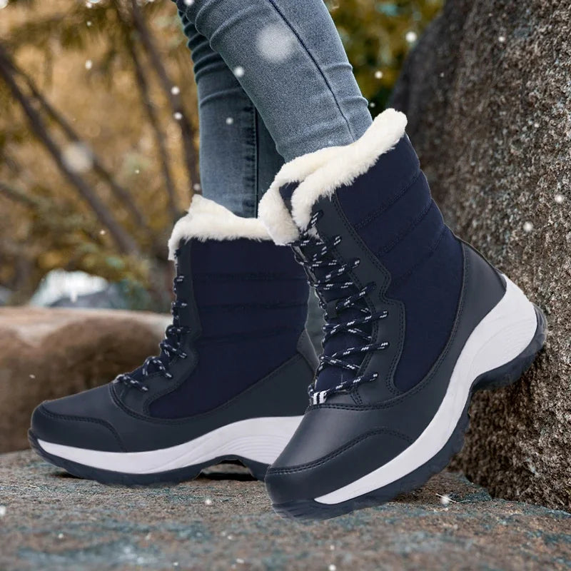 Women's Non-Slip Snow Boots — Fur-Lined Platform Wedge Ankle Boots — view 4 of boots