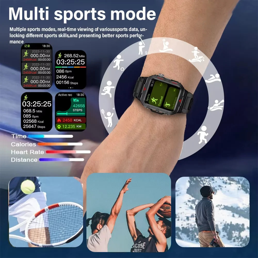 LAXASFIT Men's Sports Smart Watch — 1.71in Blood Oxygen LED Flashlight Smartwatch — view 6 of smart watches