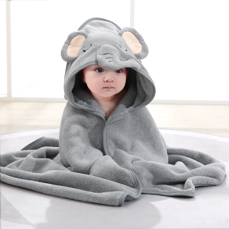 Cartoon Animal Hooded Baby Bath Towel - Soft Newborn Wrap Blanket — view 8 of baby bath