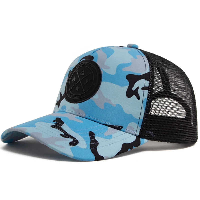 Summer Mesh Baseball Cap ENJOY LIFE — Breathable Snapback Trucker Hip-Hop Patch Hat Unisex — view 16 of hats & caps