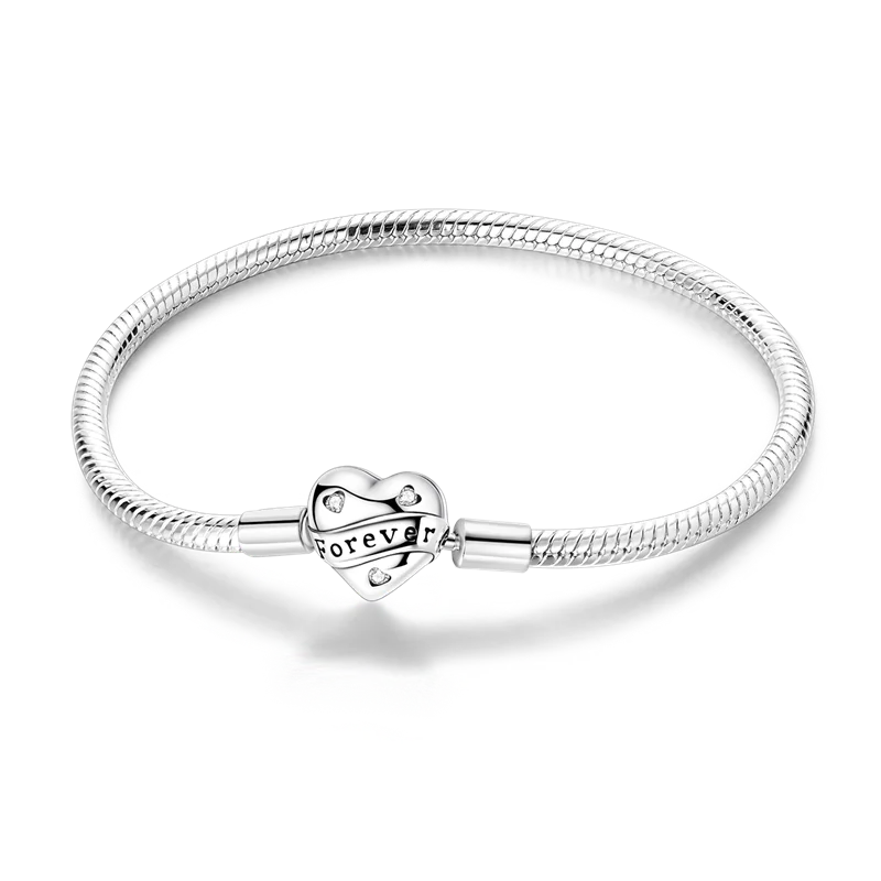 Pearl & Heart Charm Sterling Silver Bracelet 17-20cm — 925 DIY Fit Beads — view 18 of bracelets