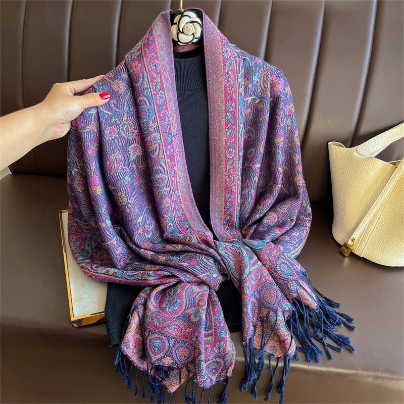 Pashmina Scarf in 58 Signature Shades — Cashmere-Feel Women's Tassel Shawl Wrap Color Stack