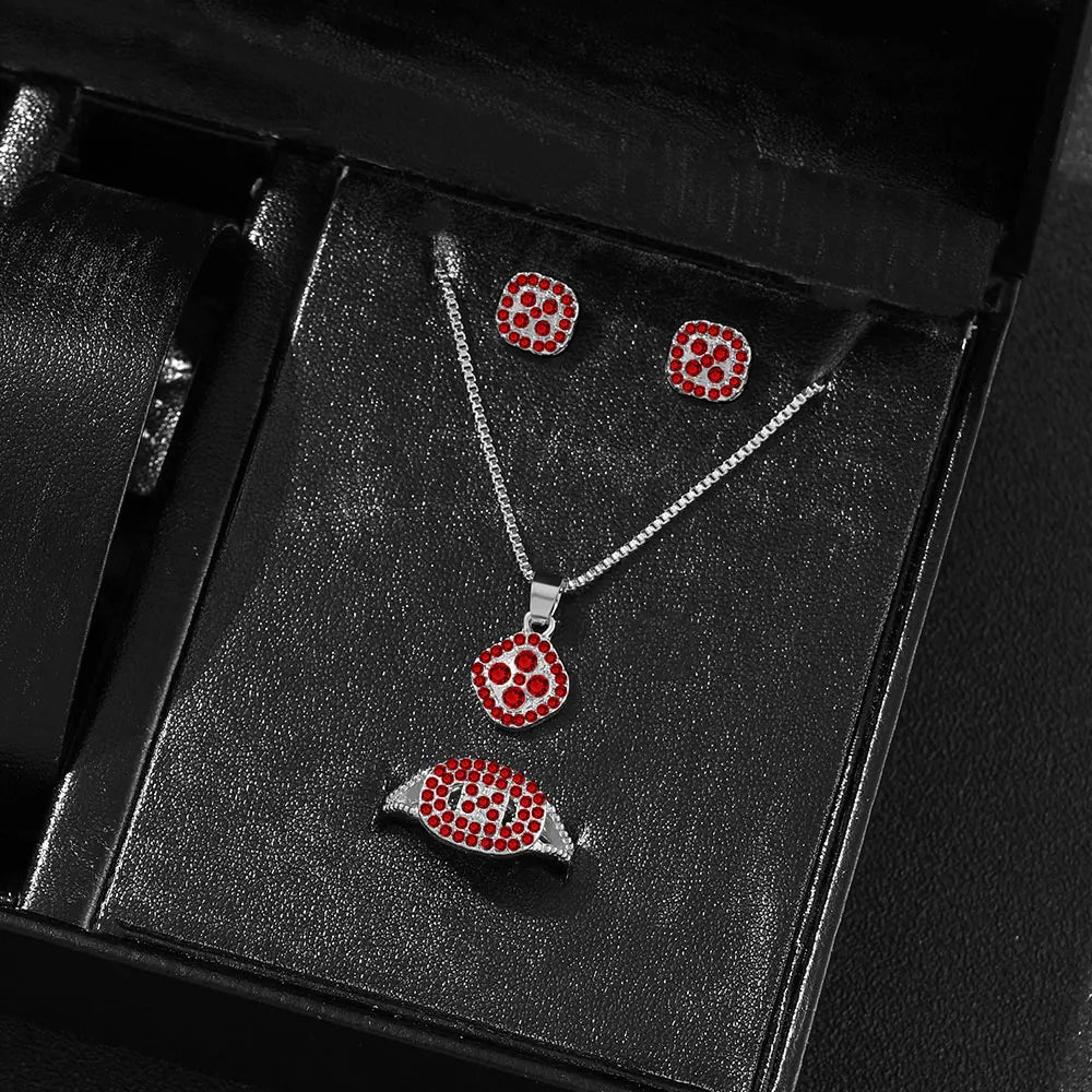 Luxury Cube Crystal Jewelry Set Women's Elegant Necklace Earrings Bracelet Statement Set — view 9 of jewelry sets