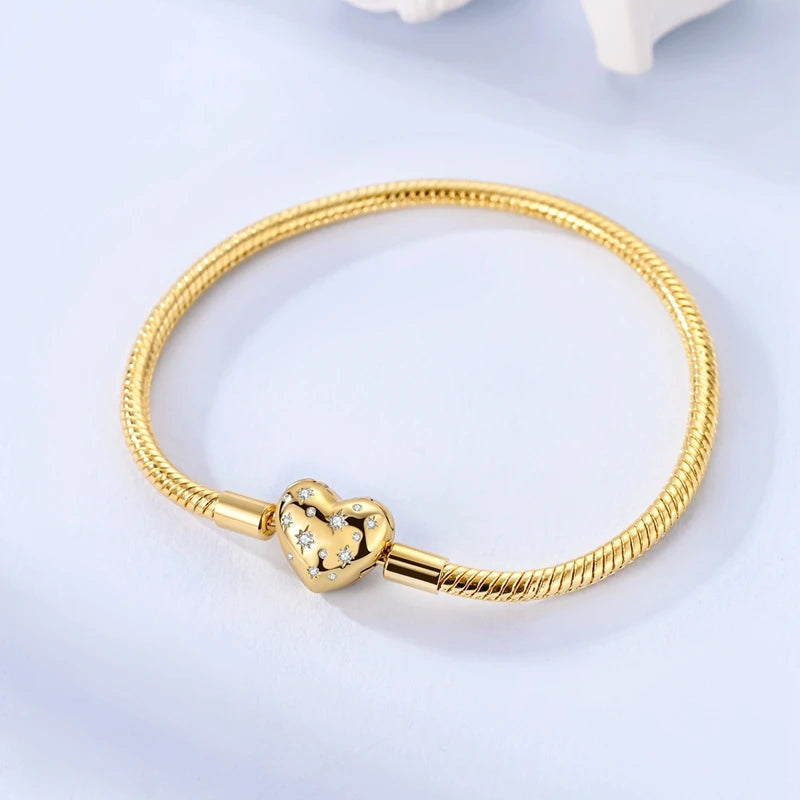 Pearl & Heart Charm Sterling Silver Bracelet 17-20cm — 925 DIY Fit Beads — view 5 of bracelets