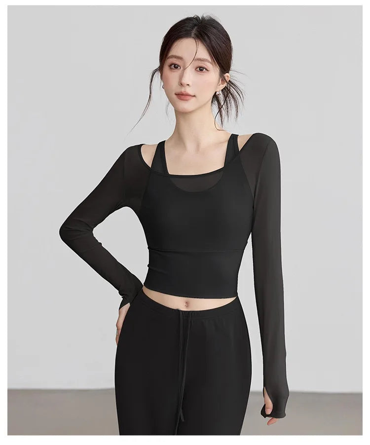 Women's Activewear Padded Long-Sleeve Sports Top — Slim-Fit Yoga Workout Shirt — view 7 of women's activewear