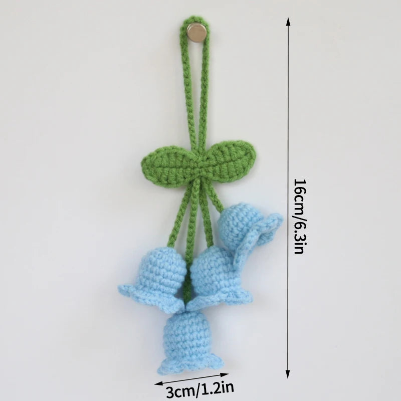 Home Decor Crochet Flower Pendant — Hand-Knitted Car Interior Hanging Decor & Bag Accessory — view 8 of home decor