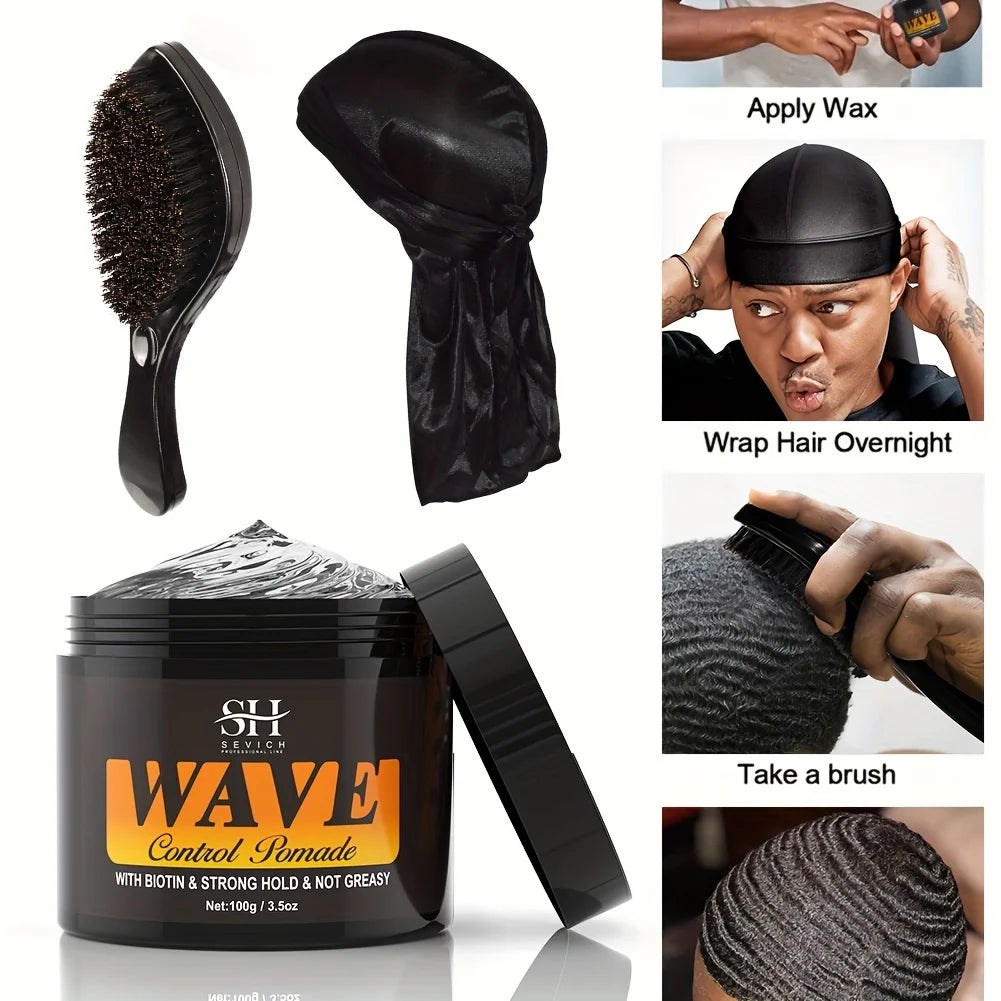 360 Waves Pomade Set (100g) – Wave Control + Brush — view 8 of beauty & personal care