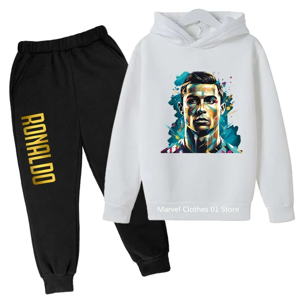 Cristiano Ronaldo CR7 Cosplay Costumes Kids Football Idol Hoodie Set Pants Kids Boys High Quality Tops Girls Clothing Sets