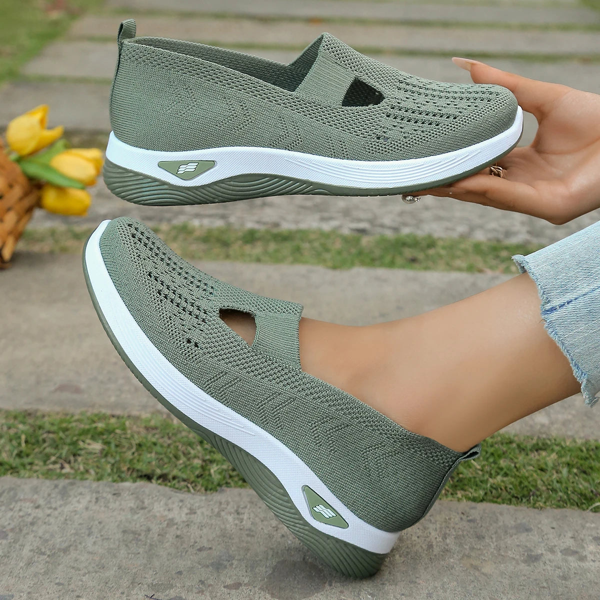 All-Season Women's Casual Sneakers — Lightweight Four-Season Slip-On Flats — view 9 of sneakers