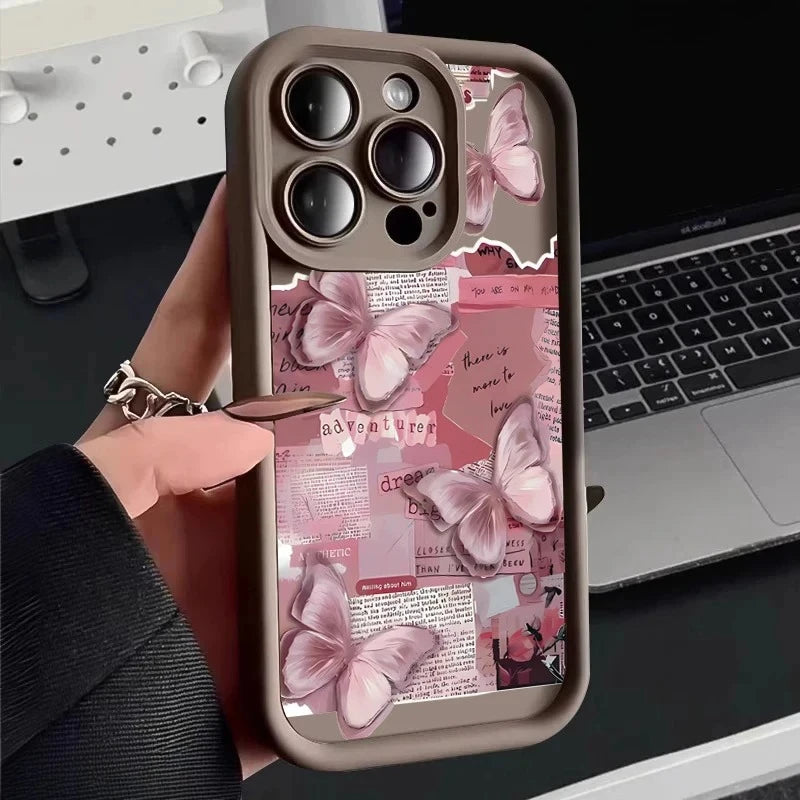 Pink Butterfly Silicone Candy Case for iPhone 11–17 Pro Max Y2K Cute — view 12 of phone cases