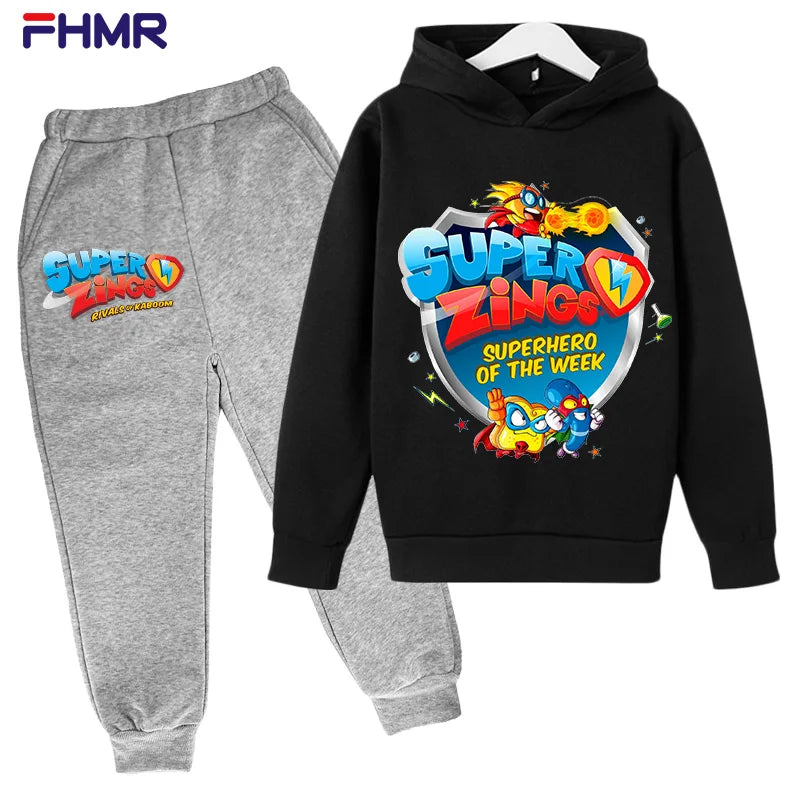 Super zings 4-14Y Kids Boys Hoodies+Pants Sets New Autumn Baby Tops Clothing Toddler Casual Sweatshirt Suit Children Clothes