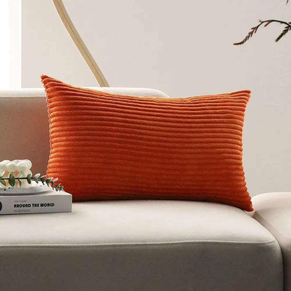 Orange Corduroy Lumbar Cushion Cover &mdash; 30&times;50 cm Ultra-Soft Throw Pillow Case — view 6 of cushion covers & pillow cases