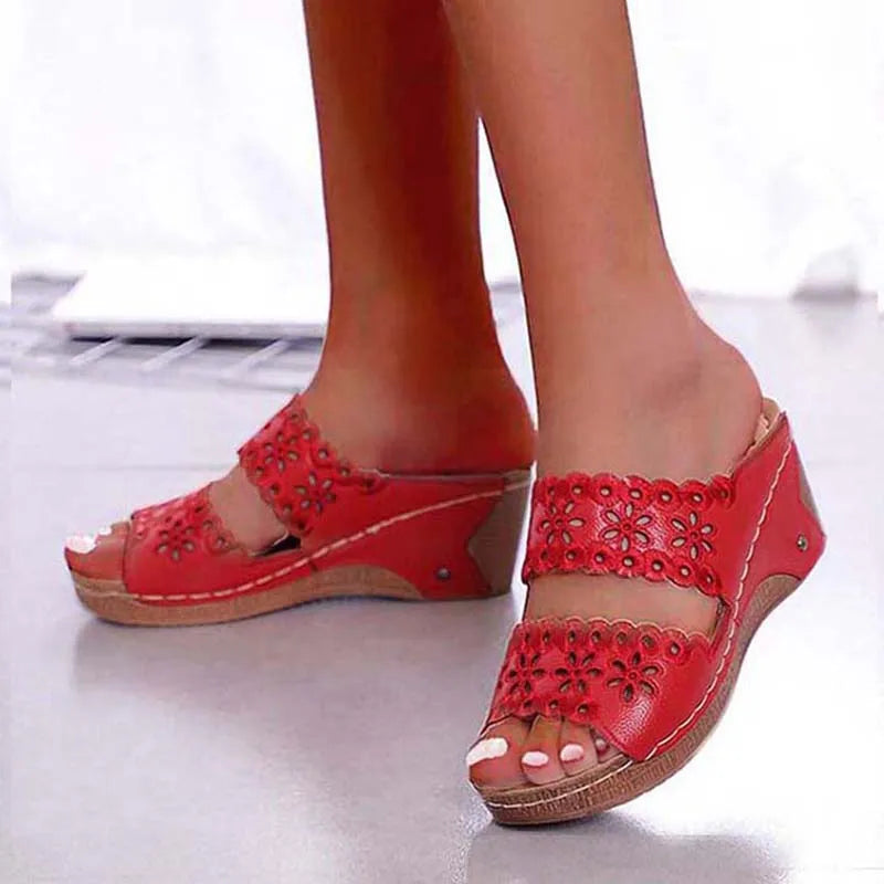 Sandals & Slides — Platform Wedge Slip-On Walking Sandals, Retro Comfort Slides — view 9 of sandals & slides