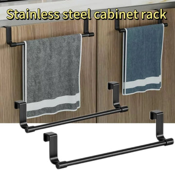 Stainless Steel Cabinet-Door Towel Bar — Kitchen & Bathroom Hanging Wipe Rack — view 1 of kitchen gadgets