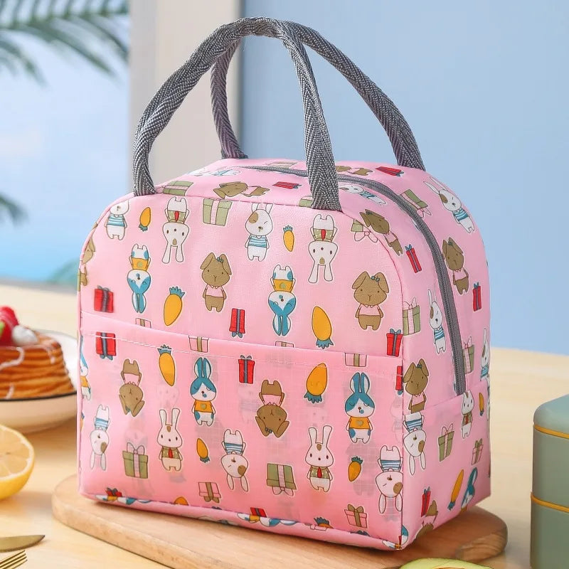 Cartoon Animal Print Kids Lunch Bag - Insulated Bento Tote with Fun Design — view 5 of lunch bags