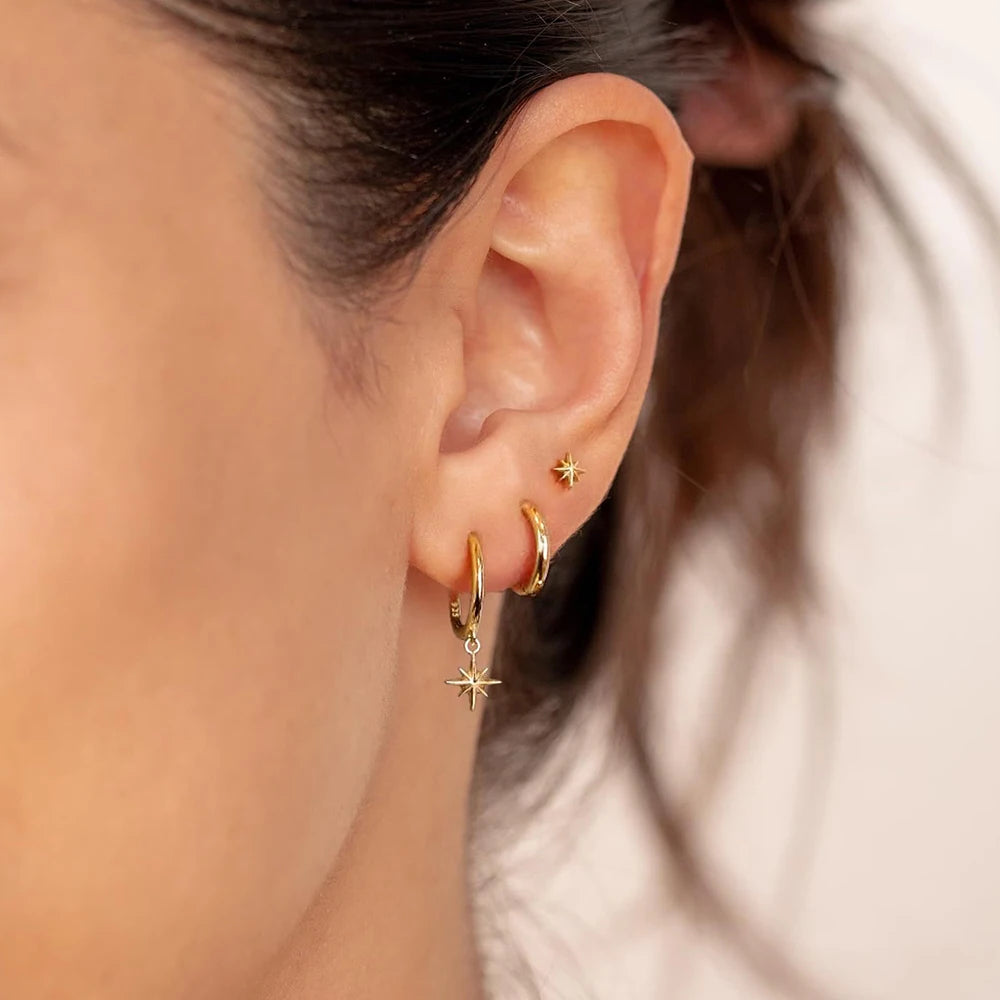 Women's 3pc Star Drop Earrings Set — 18K Gold Plated Round Dangle Jewelry — view 3 of jewelry