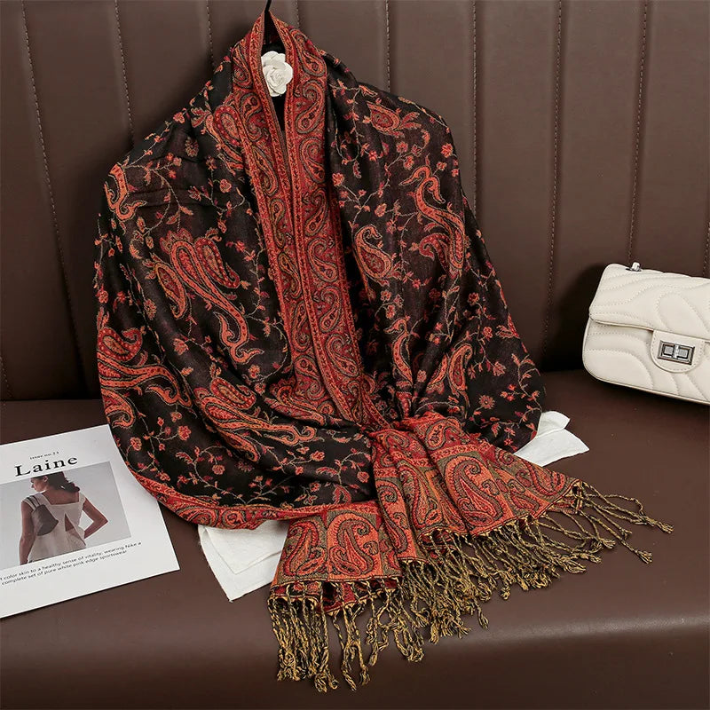 Hijab Scarf Long Pashmina — Lightweight Modest-Fashion Essential Cashmere Shawl Turban Head Wrap