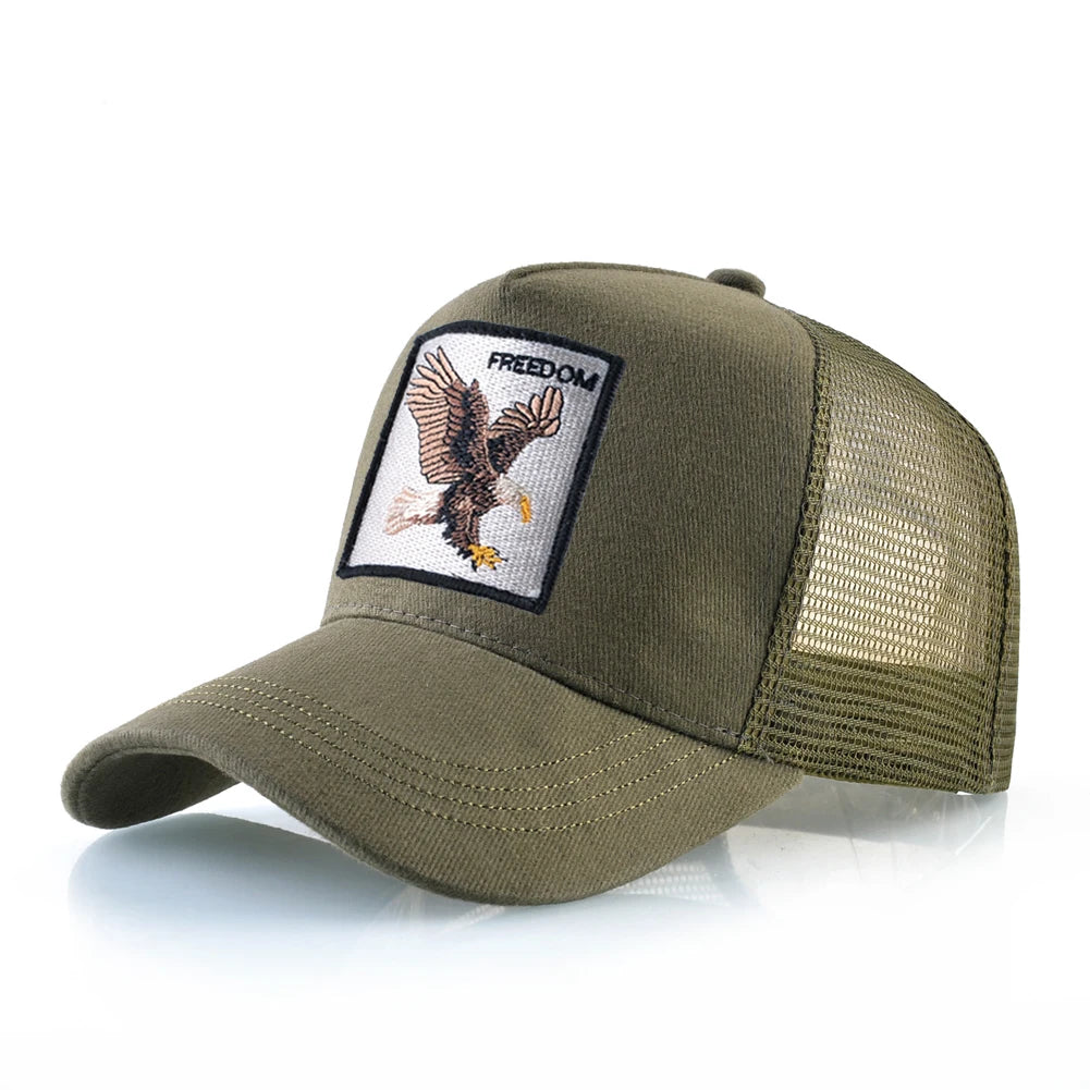 Goat Patch Trucker Cap - Four-Seasons Adjustable Snapback Baseball Hat — view 18 of trucker caps