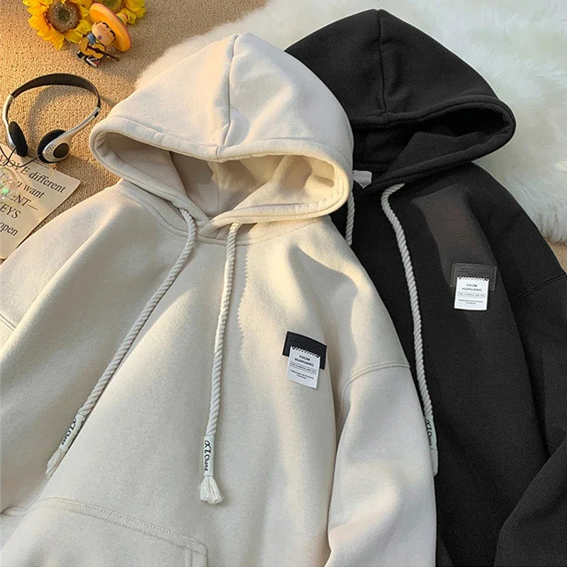 Autumn New in Solid Color Hooded Sweatshirts For Men Y2K Streetwear Appliques Hoodies Women Oversized Fleece Pullover Hoody