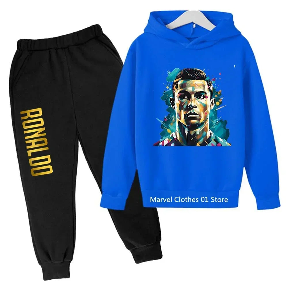 Cristiano Ronaldo CR7 Cosplay Costumes Kids Football Idol Hoodie Set Pants Kids Boys High Quality Tops Girls Clothing Sets