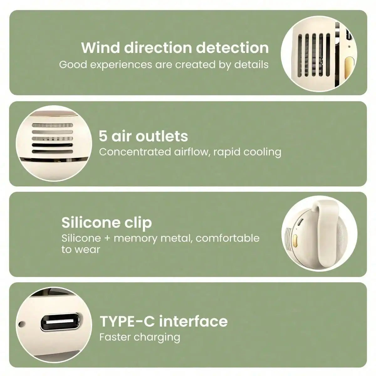 Clip-On Bladeless Mini Fan, 3 Speeds, Hands-Free Travel Fan — view 4 of personal fans