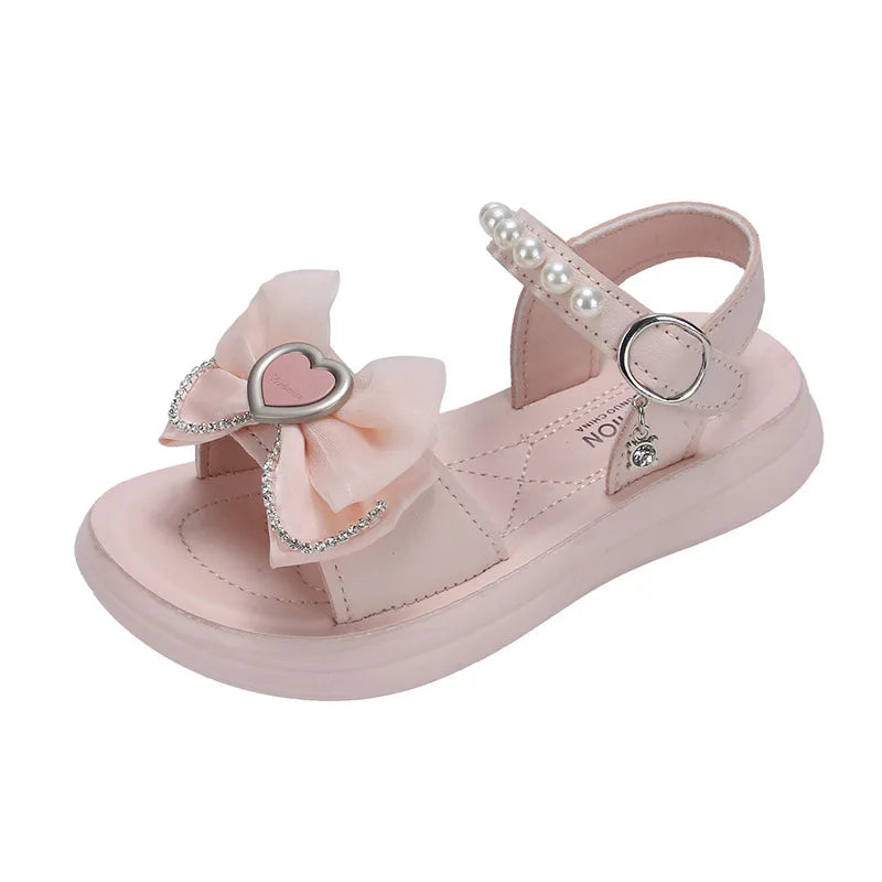 Fashion Bow Kids Sandal Girls Summer Shoes 2024 Children Flat Bottom for Girl Kids Princess Shoes 3 4 5 6 7 8 9 10 11 12 Years