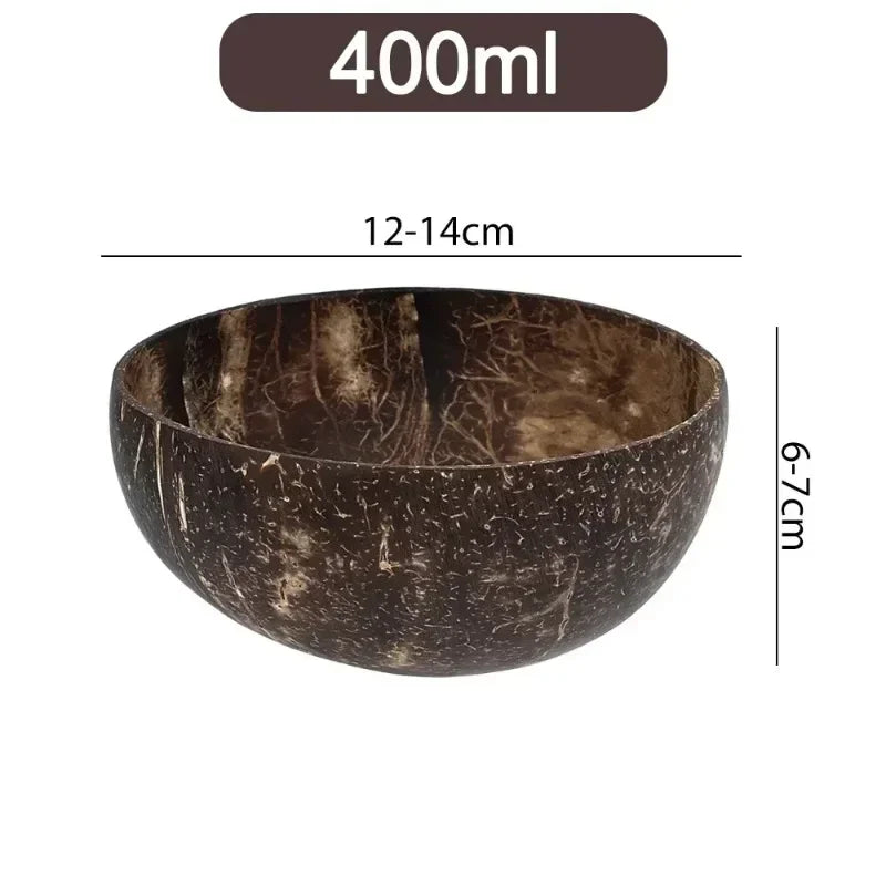 Natural Coconut Bowls Set &mdash; Reusable Smoothie, Yogurt &amp; Salad Bowls with Wooden Spoon — view 8 of dining & tableware