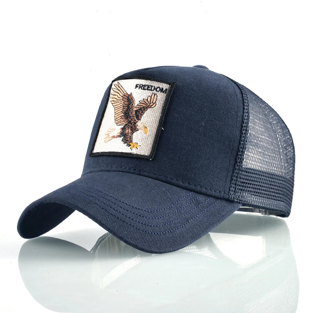 Goat Patch Trucker Cap - Four-Seasons Adjustable Snapback Baseball Hat — view 8 of trucker caps
