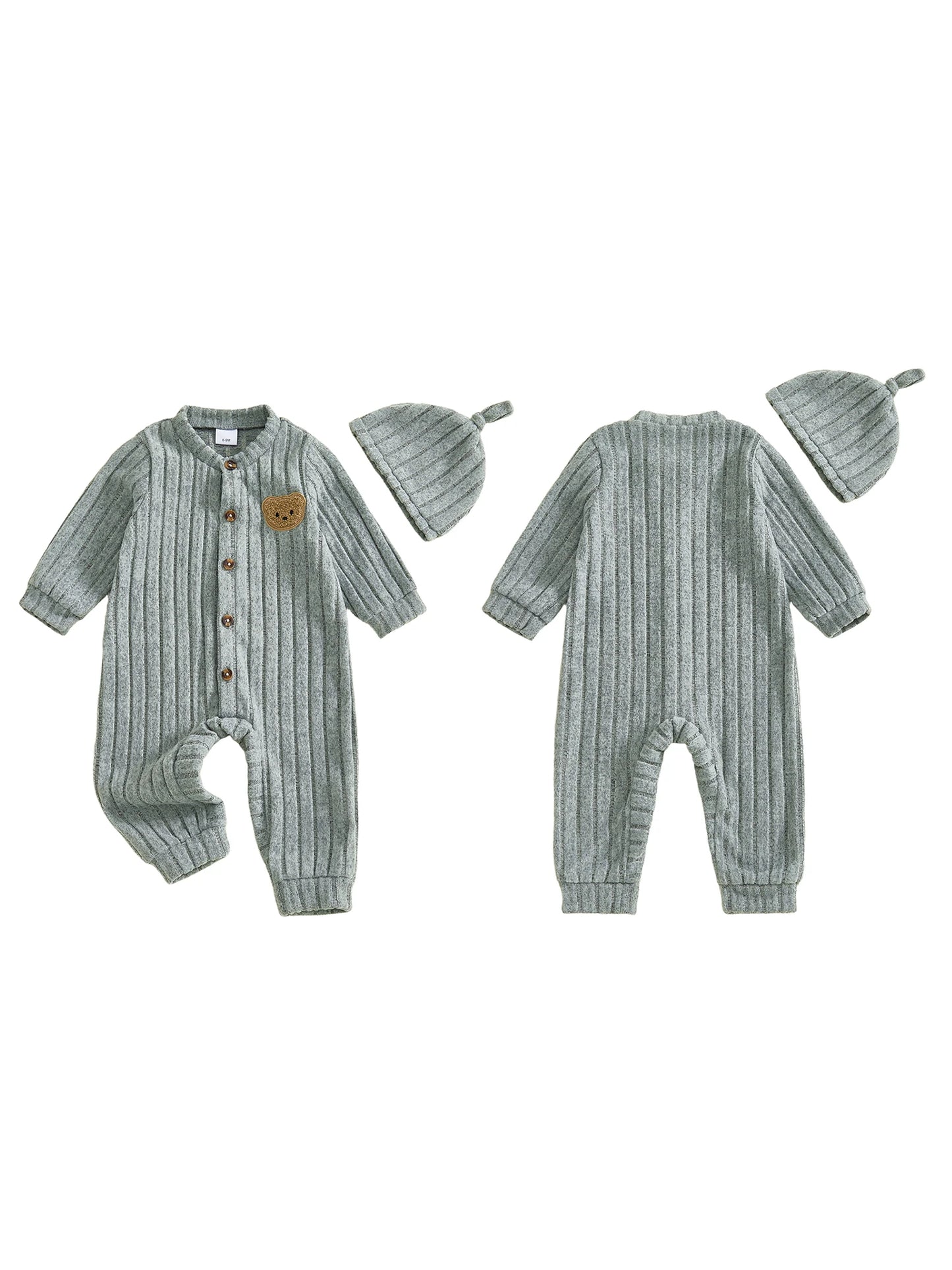 Infant Boy Bear Embroidery Romper & Beanie Set - 2-Piece Gift Outfit — view 1 of infant sets