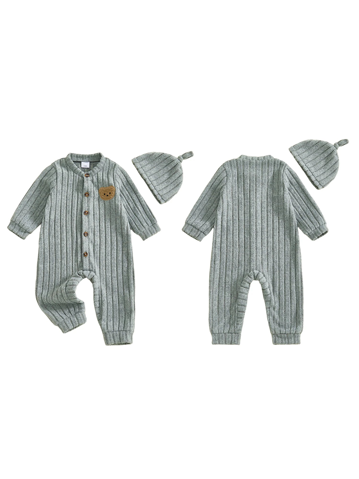 Infant Boy Bear Embroidery Romper & Beanie Set - 2-Piece Gift Outfit — view 1 of infant sets