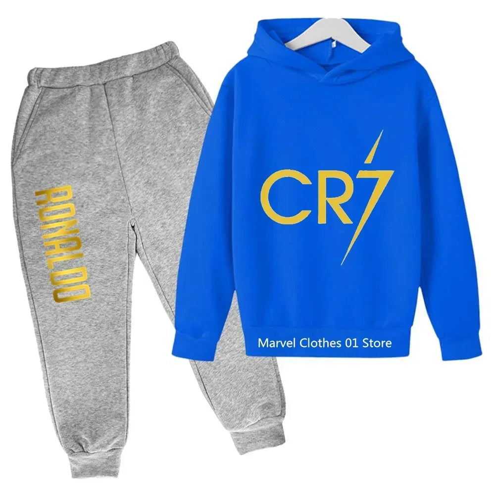 Cristiano Ronaldo CR7 Cosplay Costumes Kids Football Idol Hoodie Set Pants Kids Boys High Quality Tops Girls Clothing Sets