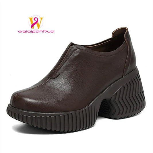 Heels & Pumps — Genuine Leather Height-Increasing Loafer Heels, Office-Friendly Concealed Lift — view 1 of heels & pumps