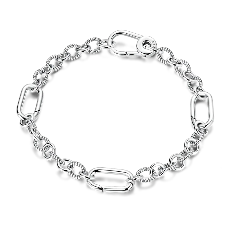 Pearl & Heart Charm Sterling Silver Bracelet 17-20cm — 925 DIY Fit Beads
