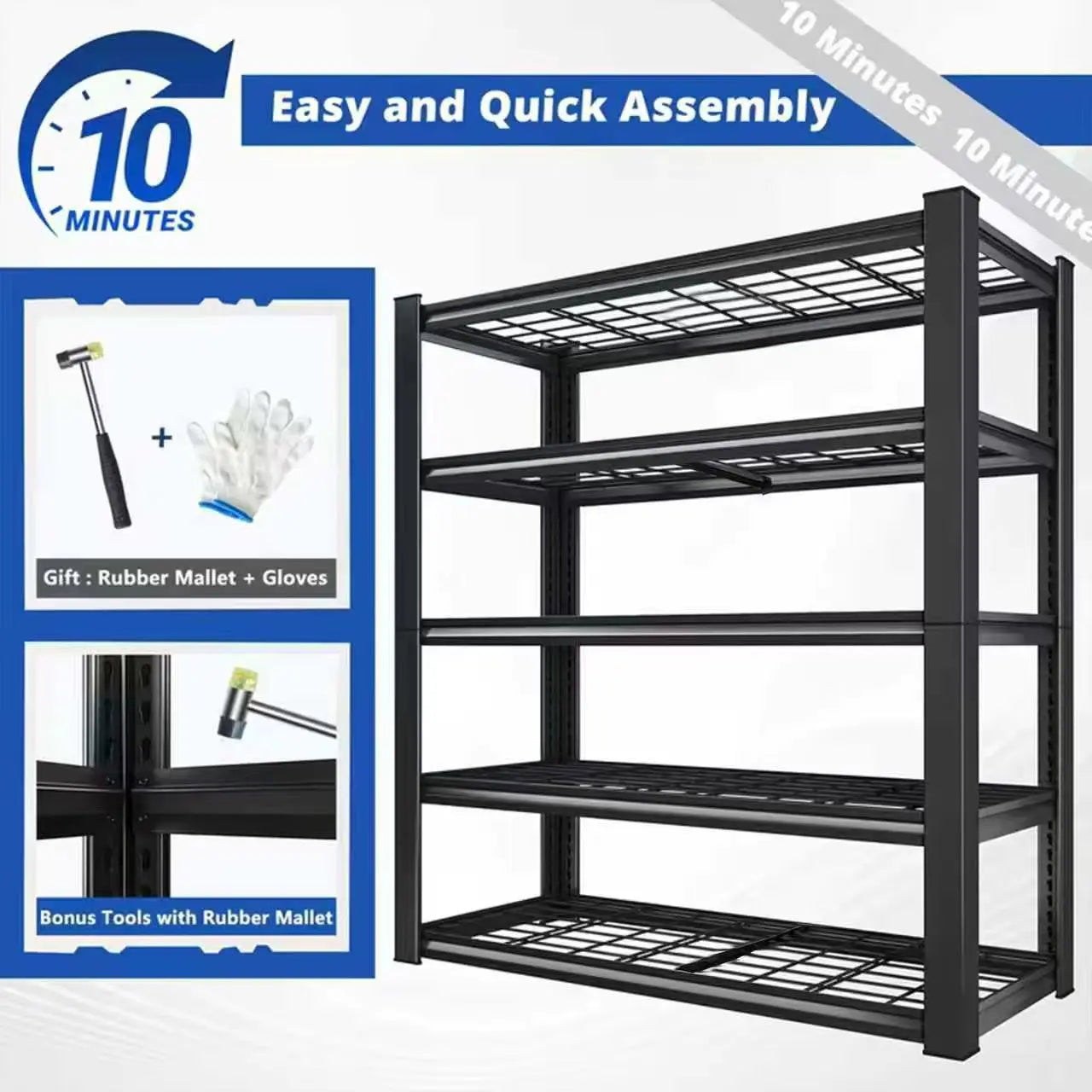 Storage Organizer 72" Metal Double-Layer Shelving — Commercial Adjustable Utility Rack for Warehouse & Kitchen — view 3 of storage & organisation