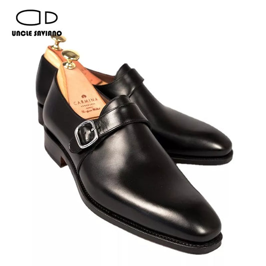 Uncle Saviano Single Monk Style Men Shoes Wedding Black