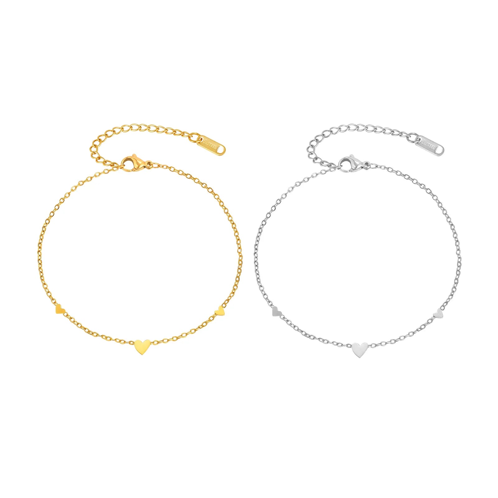 Stainless Steel Heart Anklet — Gold-Plated Dainty Beach Anklet for Women — view 2 of jewelry