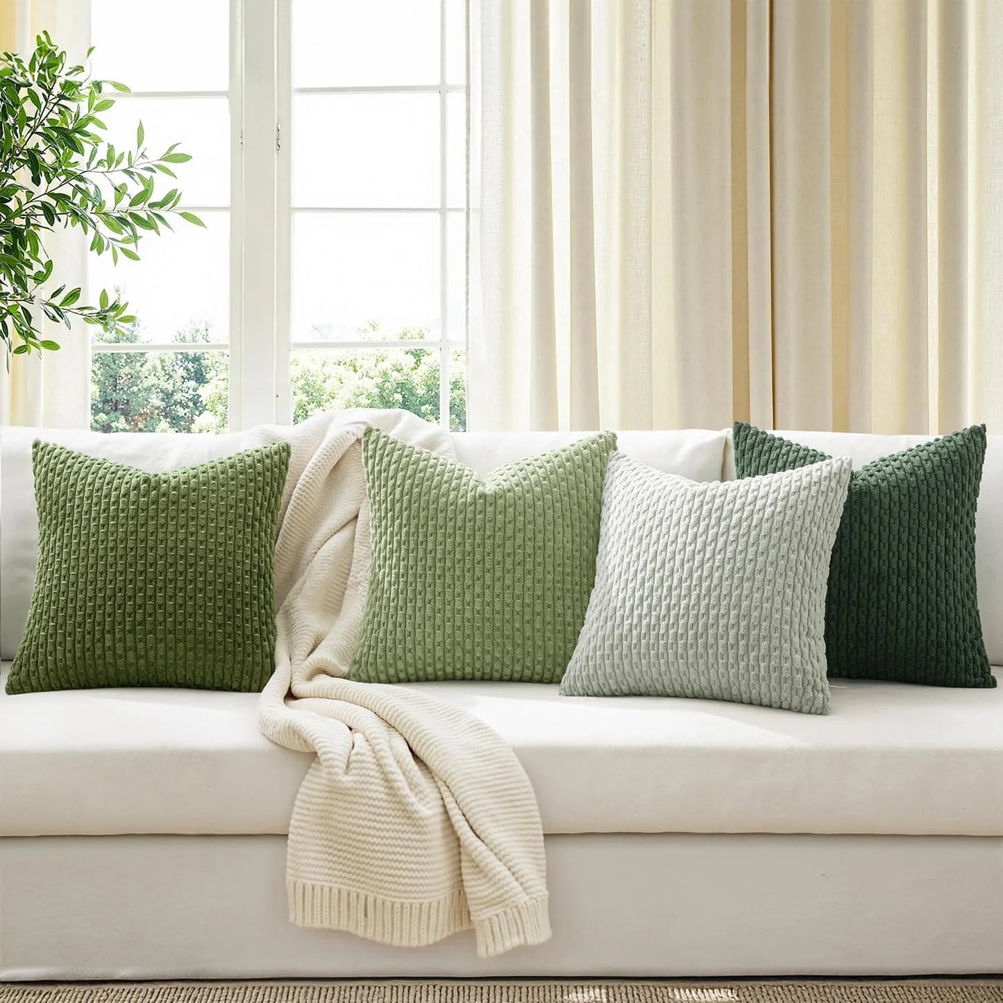 Spring Corduroy Throw Pillow Cover &mdash; 20&times;20 in Farmhouse Boho Striped Cushion Case — view 6 of cushion covers & pillow cases