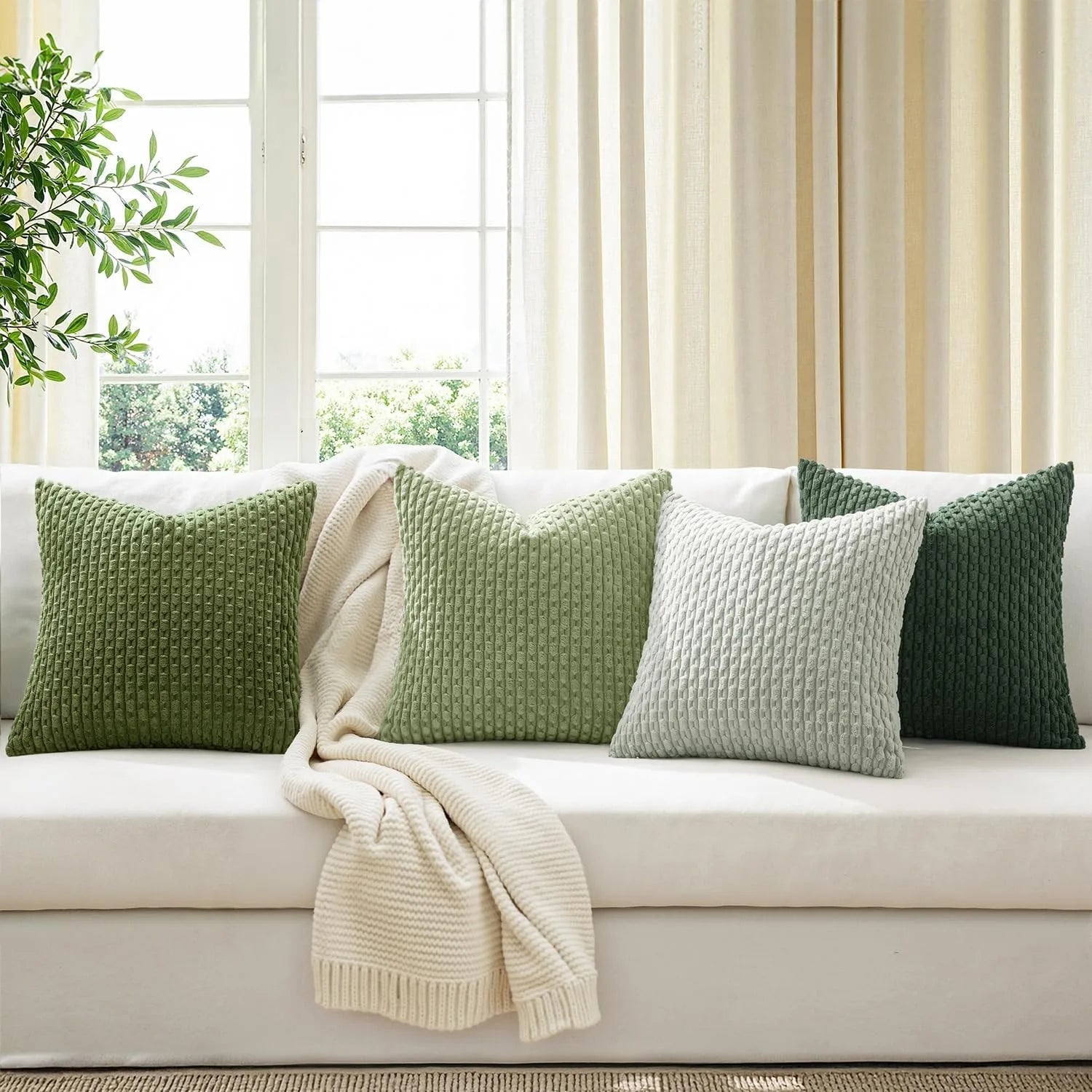 Spring Corduroy Throw Pillow Cover &mdash; 20&times;20 in Farmhouse Boho Striped Cushion Case — view 6 of cushion covers & pillow cases