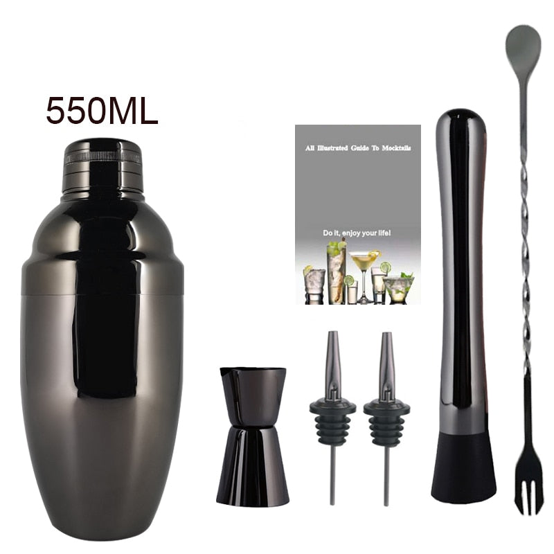 1-14 Pcs Stainless Steel Cocktail Shaker Set – 600ml/750ml Mixer for Drinks